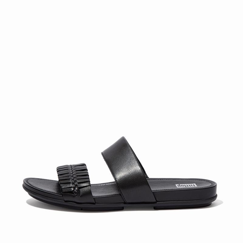 FitFlop Gracie Leder Faux Schwarz - FitFlop Pantoletten Damen Sale [GIZW-89720]